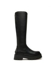 Aldo Kozaki Carelden 13838055 Czarny. Czarne kozaki Aldo, ze skóry, bez obcasa, na płaskiej podeszwie, bez zapięcia. Za 699.99 zł.