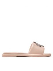 Tory Burch Klapki Double T Deco Sport Slide 158768 Różowy. Czerwone klapki Tory Burch, bez wzorów, ze skóry, bez obcasa. Za 899.99 zł.