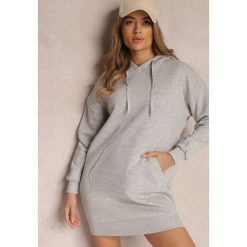 Jasnoszara Bluza Długa z Kapturem Firro. Szare bluzy Renee, l, bez wzorów, z bawełny, z kapturem. Za 79.99 zł.