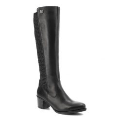 Czarne Kozaki Rieker Modne Obuwie Damskie. Czarne kozaki Rieker, ze skóry, bez obcasa, na obcasie, bez zapięcia. Za 416.99 zł.