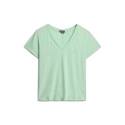 Koszulka damska z dekoltem w serek z haftem Superdry Slub. Zielone koszulki sportowe Superdry, bez wzorów, bez ramiączek. W wyprzedaży za 118.15 zł.