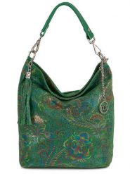 Mia Tomazzi Skórzana torebka w kolorze zielonym - 28 x 31 x 14 cm rozmiar: onesize. Zielone torby na ramię Mia Tomazzi, z aplikacjami, z materiału, na ramię, bez dodatków. Za 260.99 zł.