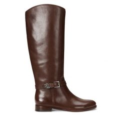 Oficerki LAUREN RALPH LAUREN. Brązowe kozaki Lauren Ralph Lauren, bez obcasa, na płaskiej podeszwie, bez zapięcia. Za 1,299.00 zł.