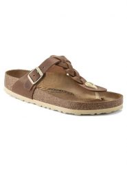 Birkenstock Skórzane japonki "Gizeh" w kolorze brązowym rozmiar: 38. Brązowe klapki Birkenstock, bez wzorów, z otwartym noskiem, bez obcasa. Za 487.72 zł.