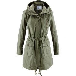 Parka przejściowa bonprix oliwkowy. Zielone kurtki bonprix, bez kaptura. Za 189.99 zł.