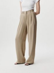 LeGer Spodnie "Draco" w kolorze beżowym rozmiar: 36. Brązowe spodnie materiałowe LeGer, bez wzorów, z materiału, z podwyższonym stanem. Za 113.90 zł.