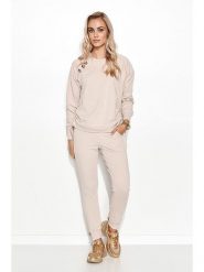 Makadamia 2-częściowy zestaw w kolorze jasnobeżowym - bluza, spodnie rozmiar: 36/38. Brązowe bluzy Makadamia, bez wzorów, bez kaptura. Za 440.45 zł.