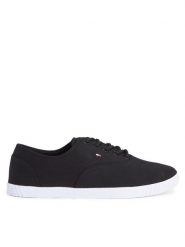 Tommy Hilfiger Tenisówki Canvas Lace Up Sneaker FW0FW07805 Czarny. Czarne trampki TOMMY HILFIGER, bez wzorów, z materiału, bez zapięcia. Za 199.99 zł.