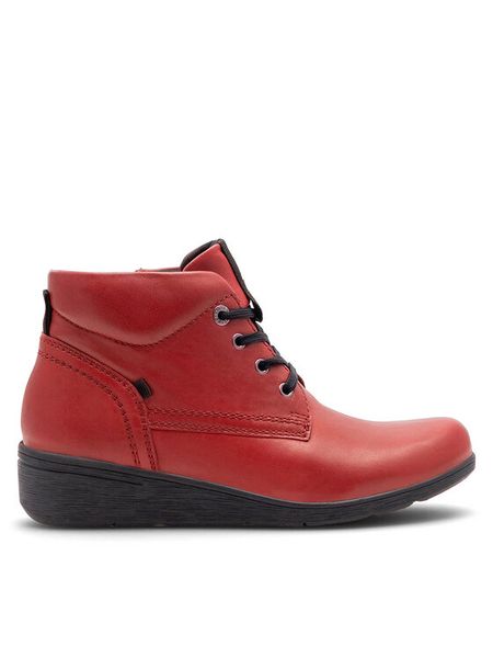 Go Soft Trzewiki WI16-JANE ZULA-03 Czerwony. Czerwone botki GO SOFT, bez wzorów, ze skóry, bez obcasa, na płaskiej podeszwie, bez zapięcia. Za 249.99 zł.