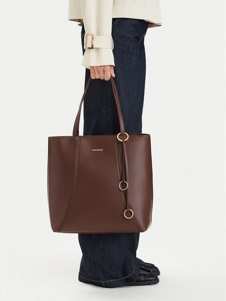 GINO ROSSI Torebka C-LDA9167A Brązowy ciemny. Brązowe shopper Gino Rossi, bez wzorów, ze skóry, bez dodatków. Za 229.99 zł.