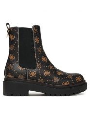 Guess Sztyblety FLTLNA FAL10 Brązowy. Brązowe botki Guess, z aplikacjami, ze skóry, bez obcasa, na płaskiej podeszwie, bez zapięcia. Za 679.99 zł.