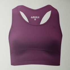 Crop top sportowy treningowy FEBE. Fioletowe bielizna sportowa LEGEA, s, bez wzorów, z materiału. W wyprzedaży za 84.50 zł.