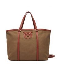 PINKO Torebka Miranda Shopper Classic PE 25 PLTT 104714 A2G2 Khaki. Brązowe shopper Pinko, bez wzorów, z materiału, bez dodatków. Za 589.99 zł.