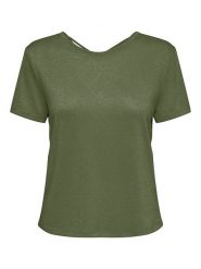 ONLY Koszulka w kolorze khaki rozmiar: XS. Brązowe bluzki Only, s, bez wzorów, z wiskozy, klasyczne, bez kołnierzyka, bez ramiączek. Za 66.31 zł.