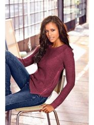 Heine Sweter w kolorze fioletowym rozmiar: 44. Różowe swetry Heine, bez wzorów, ze splotem, bez ramiączek. Za 60.99 zł.