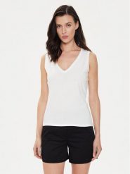 Sisley Top 3I1XLH00S Biały Regular Fit. Białe topy Sisley, l, bez wzorów, z bawełny, bez kołnierzyka, bez ramiączek. Za 69.99 zł.