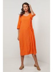 Lin Passion Lniana sukienka w kolorze pomarańczowym rozmiar: 34/36. Pomarańczowe sukienki Lin Passion, na co dzień, z aplikacjami, ze lnu, klasyczne, bez kołnierzyka, bez ramiączek, midi, proste. Za 173.99 zł.
