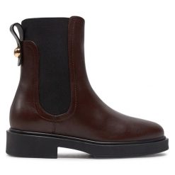 Sztyblety Furla. Brązowe botki Furla, bez wzorów, bez obcasa, na płaskiej podeszwie, bez zapięcia. Za 1,299.00 zł.