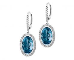 Kolczyki z białego złota z brylantami i topazami London Blue - próba 585. Białe kolczyki Apart, z brylantem, złote. Za 15,990.00 zł.