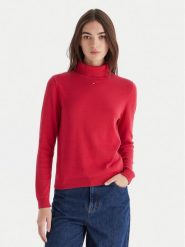 Tommy Jeans Golf Essential DW0DW21672 Czerwony Regular Fit. Czerwone golfy Tommy Jeans, xxs, bez wzorów, z bawełny, bez ramiączek. Za 389.99 zł.