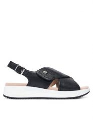 Caprice Sandały 9-28707-46 Czarny. Czarne sandały Caprice, bez wzorów, ze skóry, bez obcasa, na płaskiej podeszwie, bez zapięcia. Za 291.99 zł.