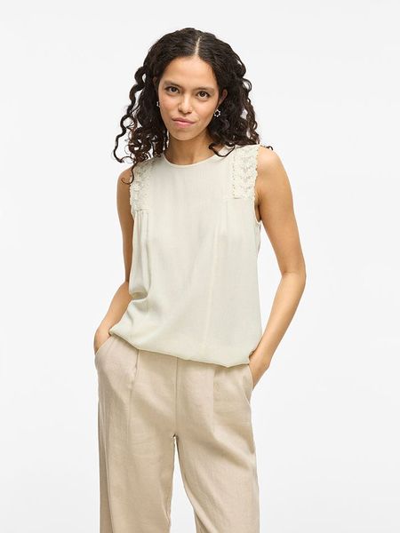 Vila Bluzka "Pernillu" w kolorze kremowym rozmiar: 44. Brązowe bluzki Vila, bez wzorów, z koronki, bez kołnierzyka, bez ramiączek. Za 65.54 zł.