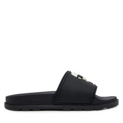 Klapki KARL LAGERFELD. Czarne klapki KARL LAGERFELD, bez wzorów, bez obcasa. Za 349.99 zł.