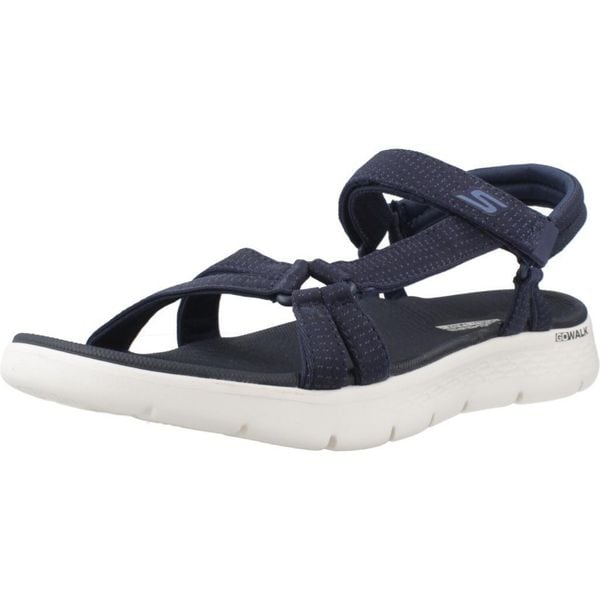 Sandały SKECHERS GO WALK FLEX SANDAL Niebieski. Białe sandały Skechers, bez wzorów, z materiału, bez obcasa, bez zapięcia. Za 199.99 zł.