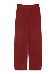 Vero Moda Spodnie dzianinowe Gold Art 10332174 Bordowy Loose Fit. Czerwone spodnie materiałowe Vero Moda, s, bez wzorów, z dzianiny. Za 229.99 zł.