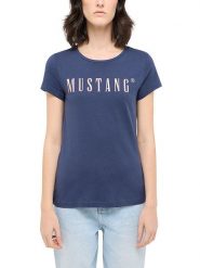 Mustang Koszulka w kolorze granatowym rozmiar: XS. Niebieskie bluzki Mustang, xs, bez wzorów, z bawełny, bez kołnierzyka, bez ramiączek. Za 41.98 zł.
