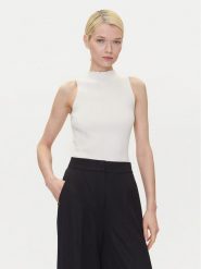 HUGO Bluzka Sarepilk 50542597 Écru Slim Fit. Bluzki Hugo, m, bez wzorów, z wiskozy, bez kołnierzyka, bez ramiączek. Za 389.99 zł.