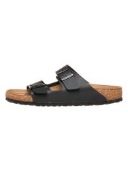 Birkenstock Klapki "Arizona" w kolorze czarnym rozmiar: 41. Czarne klapki Birkenstock, bez wzorów, z otwartym noskiem, bez obcasa. Za 320.63 zł.