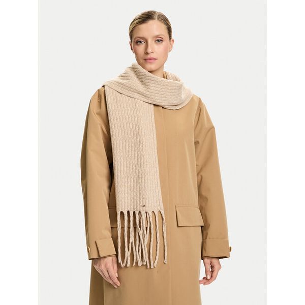 Szalik Tommy Hilfiger. Brązowe szaliki TOMMY HILFIGER, bez wzorów. Za 389.99 zł.