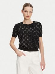Guess Sweter W5GR05 Z3D60 Czarny Regular Fit. Czarne swetry Guess, l, z aplikacjami, z wiskozy, bez ramiączek. Za 239.99 zł.