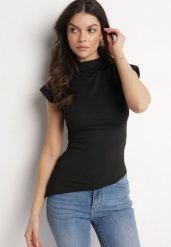 Czarna Bluzka Satynowa z Wiskozą z Usztywnionymi Ramionami Ardisna. Czarne bluzki Born2be, m, bez wzorów, z satyny, eleganckie, bez kołnierzyka, bez ramiączek. W wyprzedaży za 59.99 zł.
