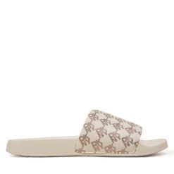 Klapki DKNY. Brązowe klapki DKNY, bez wzorów, bez obcasa. Za 139.99 zł.