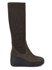 Geox Kozaki "Spherica Ec9" w kolorze szarym na koturnie rozmiar: 41. Szare kozaki Geox, na zimę, z materiału, bez obcasa, na koturnie, bez zapięcia. Za 456.87 zł.