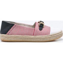 Geox - Espadryle. Czerwone espadryle Geox, bez wzorów, z materiału, bez obcasa, bez zapięcia. W wyprzedaży za 239.90 zł.
