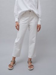 OPUS Dżinsy "Lani" - Comfort fit - w kolorze białym rozmiar: 38/L26. Białe jeansy Opus, l, z aplikacjami, z podwyższonym stanem. Za 145.26 zł.