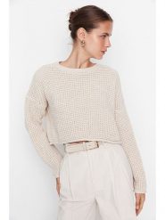 Trendyol Sweter w kolorze kremowym rozmiar: S. Brązowe swetry Trendyol, s, bez wzorów, bez ramiączek. Za 61.46 zł.