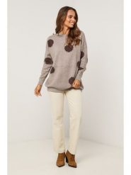Soft Cashmere Sweter w kolorze szarobrązowym rozmiar: 38/40. Brązowe swetry Soft Cashmere, z aplikacjami, z kaszmiru, bez ramiączek. Za 161.34 zł.