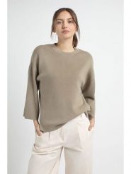 Josephine & Co Sweter "James" w kolorze oliwkowym rozmiar: M. Brązowe swetry Josephine & Co, m, bez wzorów, z wełny, bez ramiączek. Za 284.82 zł.