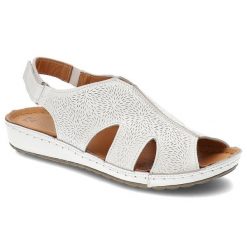 Białe Sandały Kampa Wygodne Skórzane Buty Damskie. Białe sandały KAMPA, bez wzorów, ze skóry, klasyczne, bez obcasa, na platformie, bez zapięcia. Za 189.00 zł.