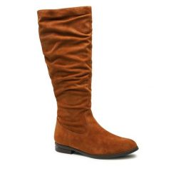 Kozaki Tamaris. Brązowe kozaki Tamaris, bez obcasa, na płaskiej podeszwie, bez zapięcia. Za 529.99 zł.