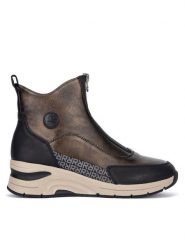 Rieker Botki N9381-60 Brązowy. Brązowe botki Rieker, bez wzorów, ze skóry, bez obcasa, na koturnie, bez zapięcia. Za 379.99 zł.