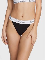Calvin Klein Underwear Stringi 000QF7013E Czarny. Czarne stringi Calvin Klein Underwear, bez wzorów, z bawełny. Za 49.99 zł.