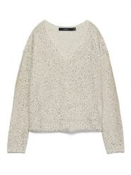 Vero Moda Sweter w kolorze kremowym rozmiar: XS. Brązowe swetry Vero Moda, s, bez wzorów, z materiału, bez ramiączek. Za 73.93 zł.