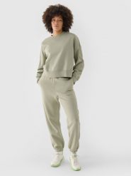 4F Spodnie dresowe joggery oversize damskie - oliwkowe XL. Brązowe spodnie dresowe 4f, s, bez wzorów, z bawełny. W wyprzedaży za 79.99 zł.