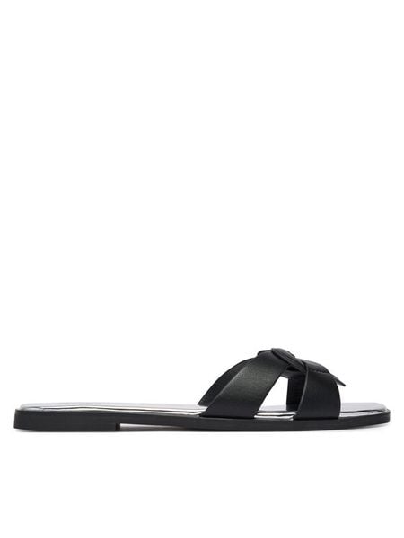 LOVE MOSCHINO Klapki JA28092G0OIAX000 Czarny. Czarne klapki Love Moschino, bez wzorów, ze skóry, bez obcasa. Za 477.99 zł.