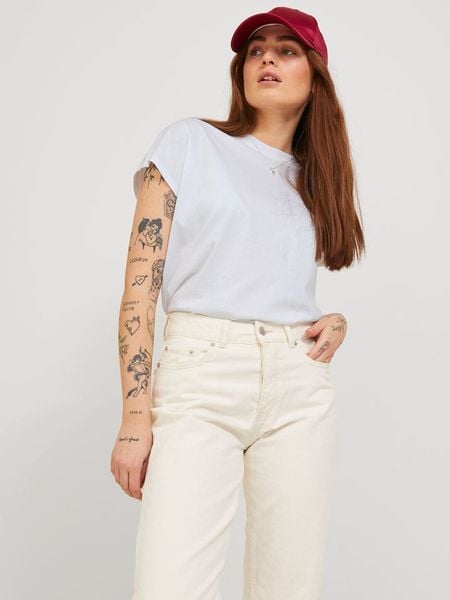 JJXX Koszulka w kolorze białym rozmiar: XS. Białe bluzki JJXX, xs, bez wzorów, z bawełny, bez kołnierzyka, bez ramiączek. Za 39.99 zł.